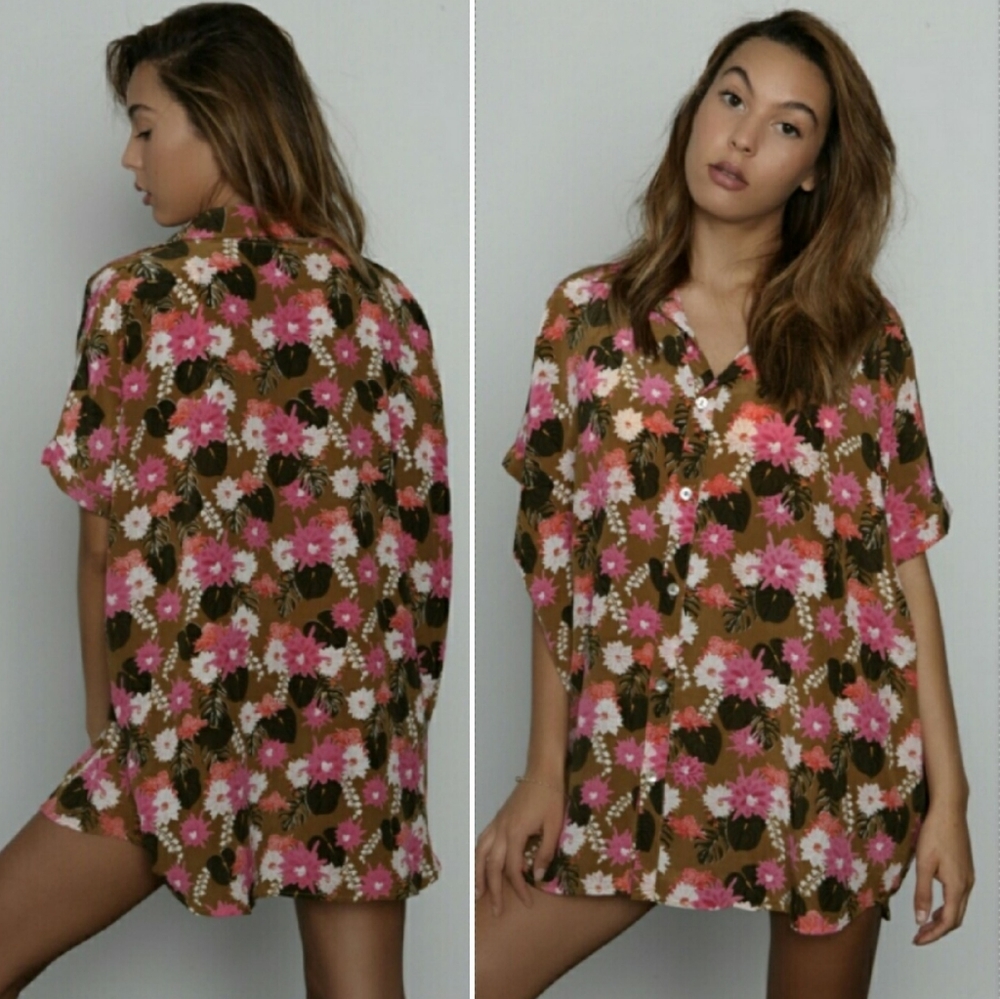 Rare acacia mombasa lei day blouse shirtdress P XS - Picture 2 of 15